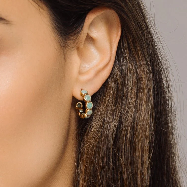 Amazonite Gold Hoop Earrings - Image 4