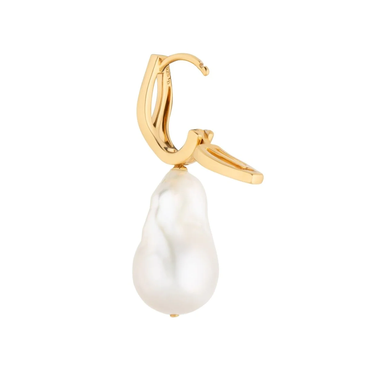 Baroque Pearl Wave Gold Hoop Earrings - Image 3