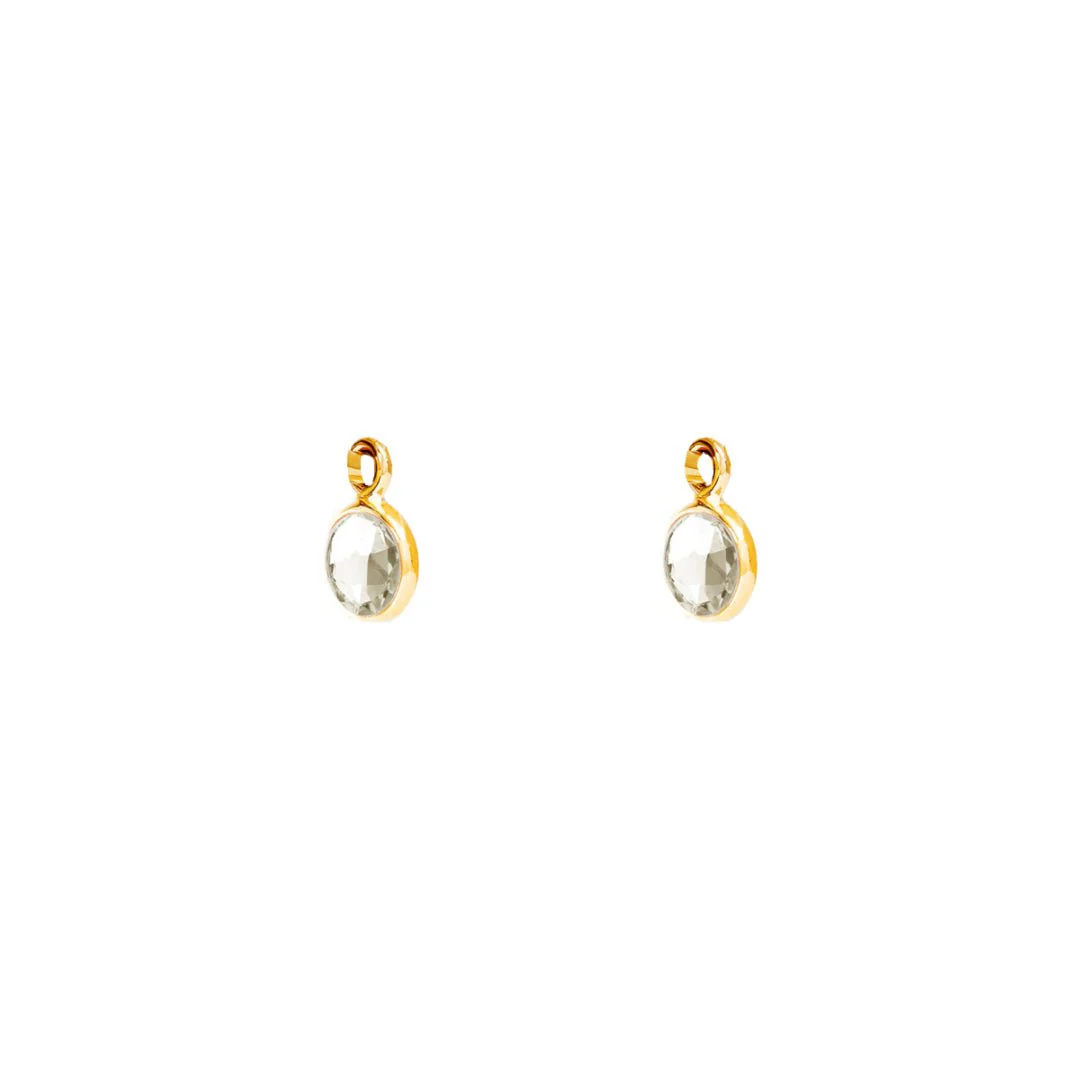 April Birthstone Gold Hoop Earrings - Crystal (Charm sold with hoops or individually) - Image 4