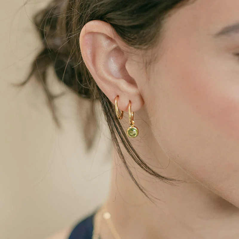 August Birthstone Silver Hoop Earrings - Peridot (Charm sold with hoops or individually) - Image 3