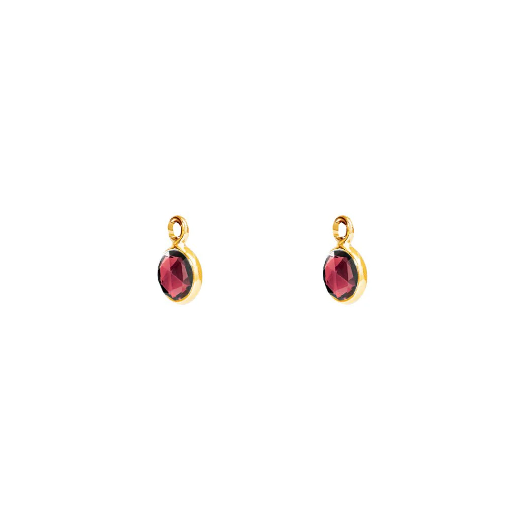 January Birthstone Gold Hoop Earrings - Garnet (Charm sold with hoops or individually) - Image 4