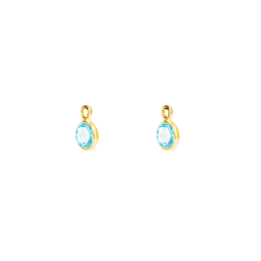 March Birthstone Gold Hoop Earrings - Blue Topaz (Charm sold with hoops or individually) - Image 3