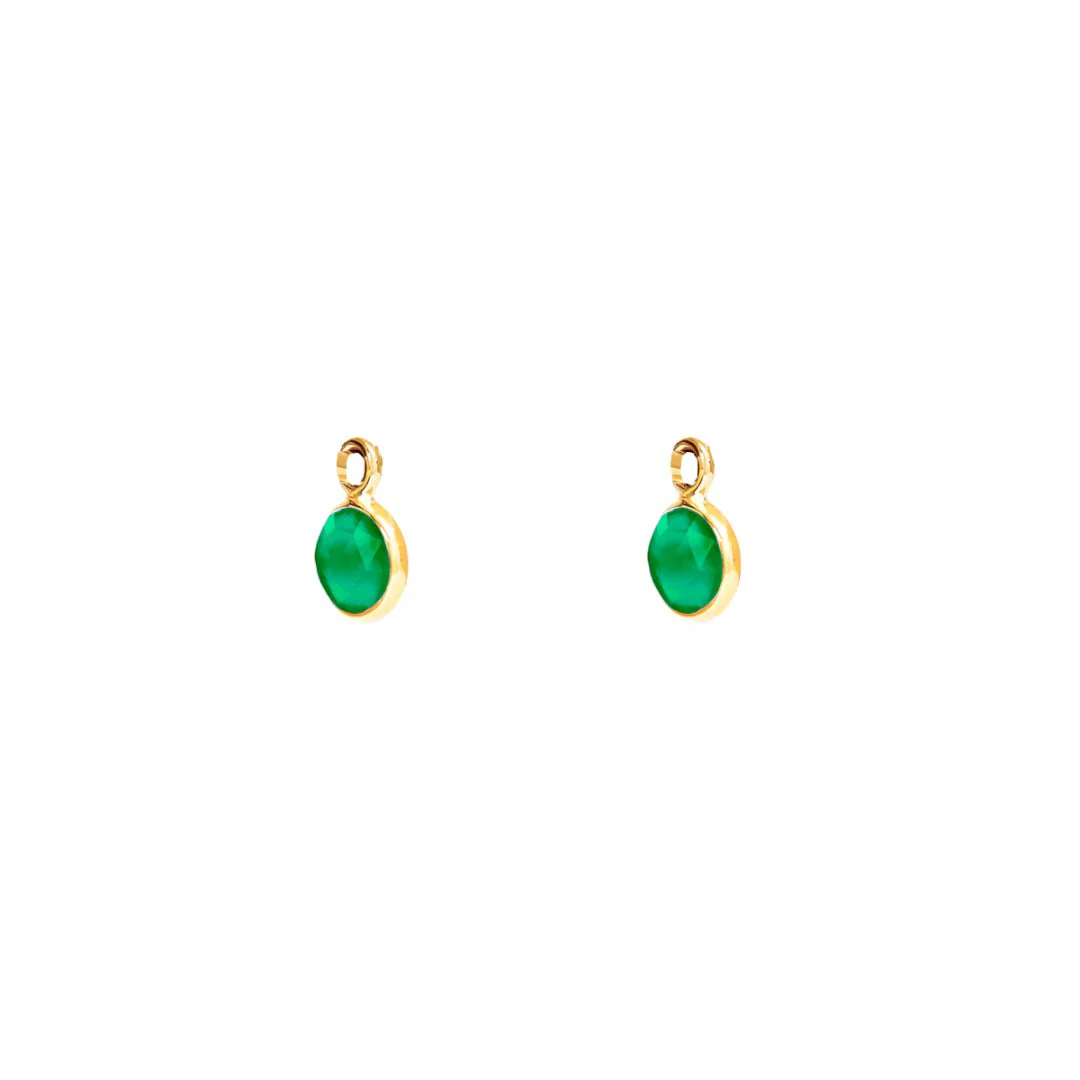 May Birthstone Gold Hoop Earrings - Emerald (Charm sold with hoops or individually) - Image 3