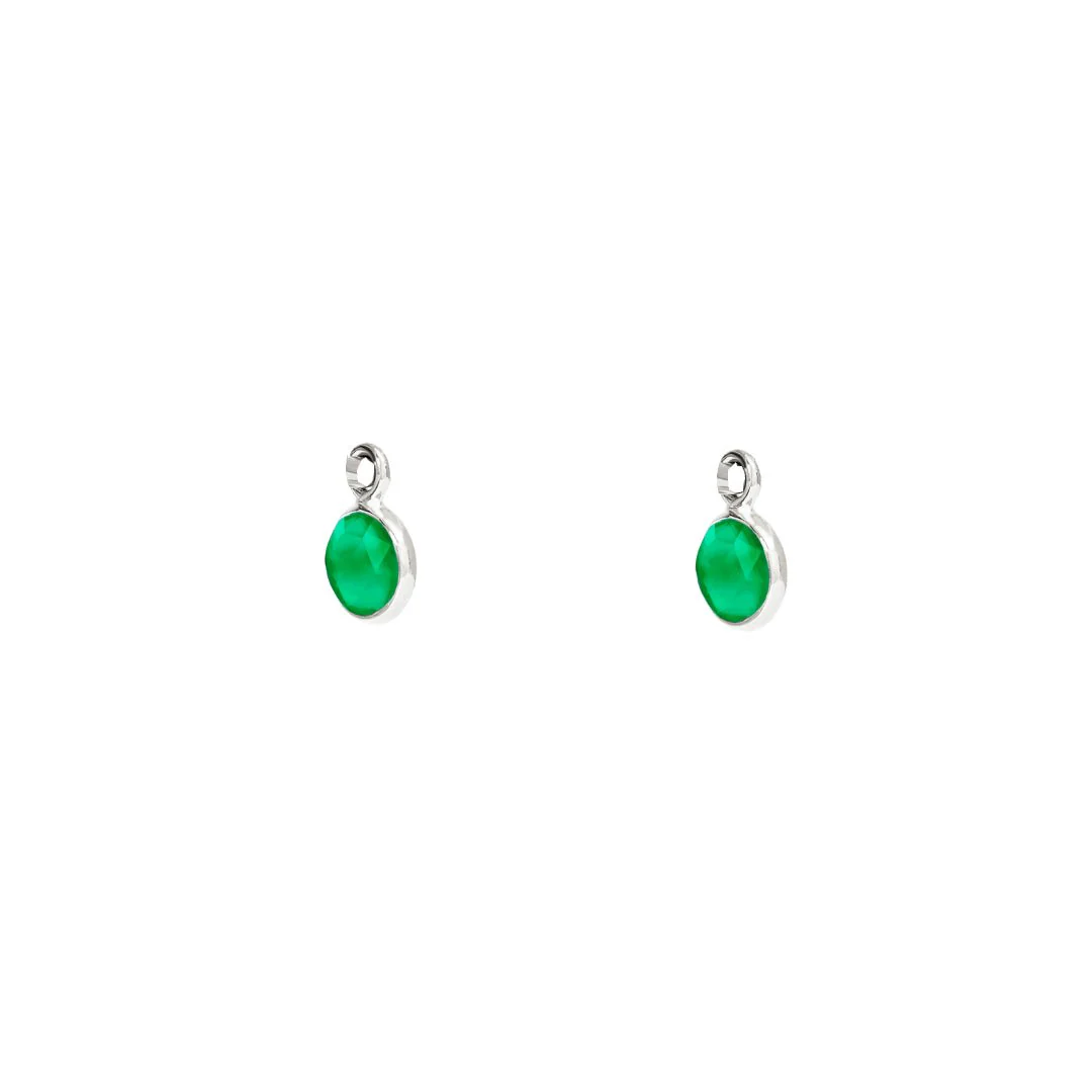 May Birthstone Silver Hoop Earrings - Emerald (Charm sold with hoops or individually) - Image 2