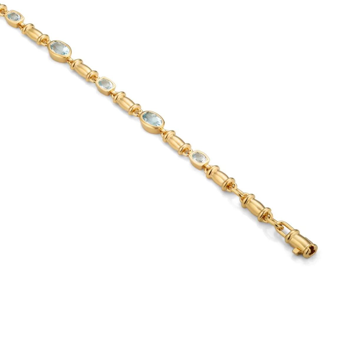 Blue Topaz Gemstone Chain Gold Bracelet - Image 3