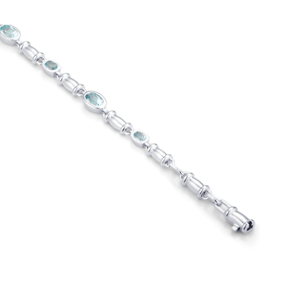 Blue Topaz Gemstone Chain Silver Bracelet - Image 3