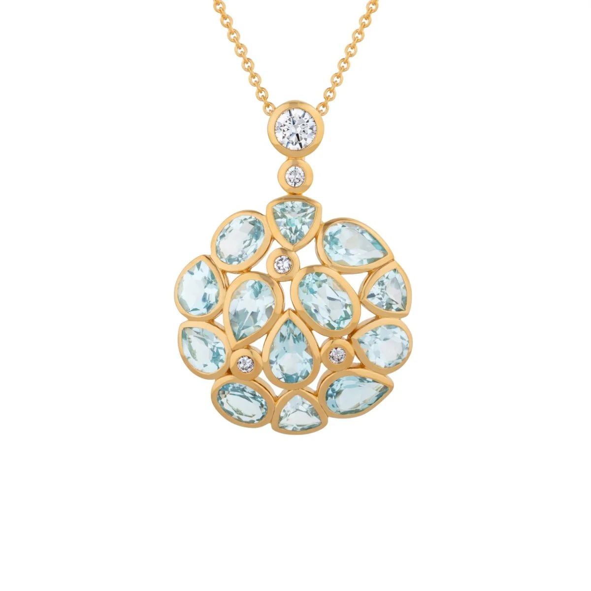 Blue Topaz Statement Gold Pendant Necklace - Image 3