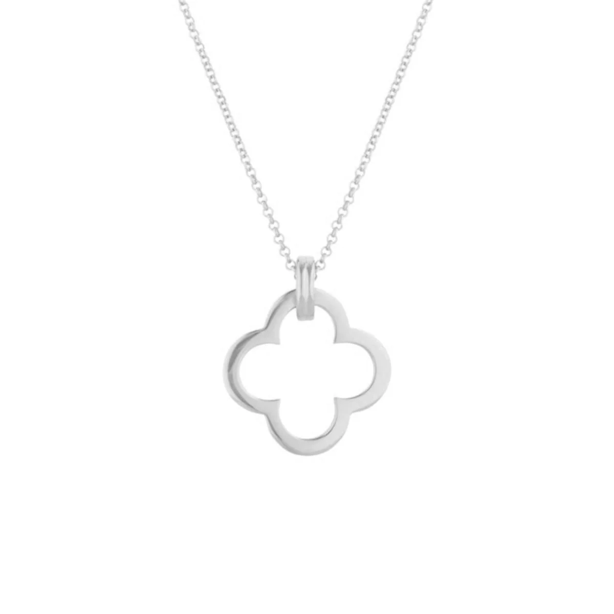 Clover Clip-on Large Silver Necklace (Long)