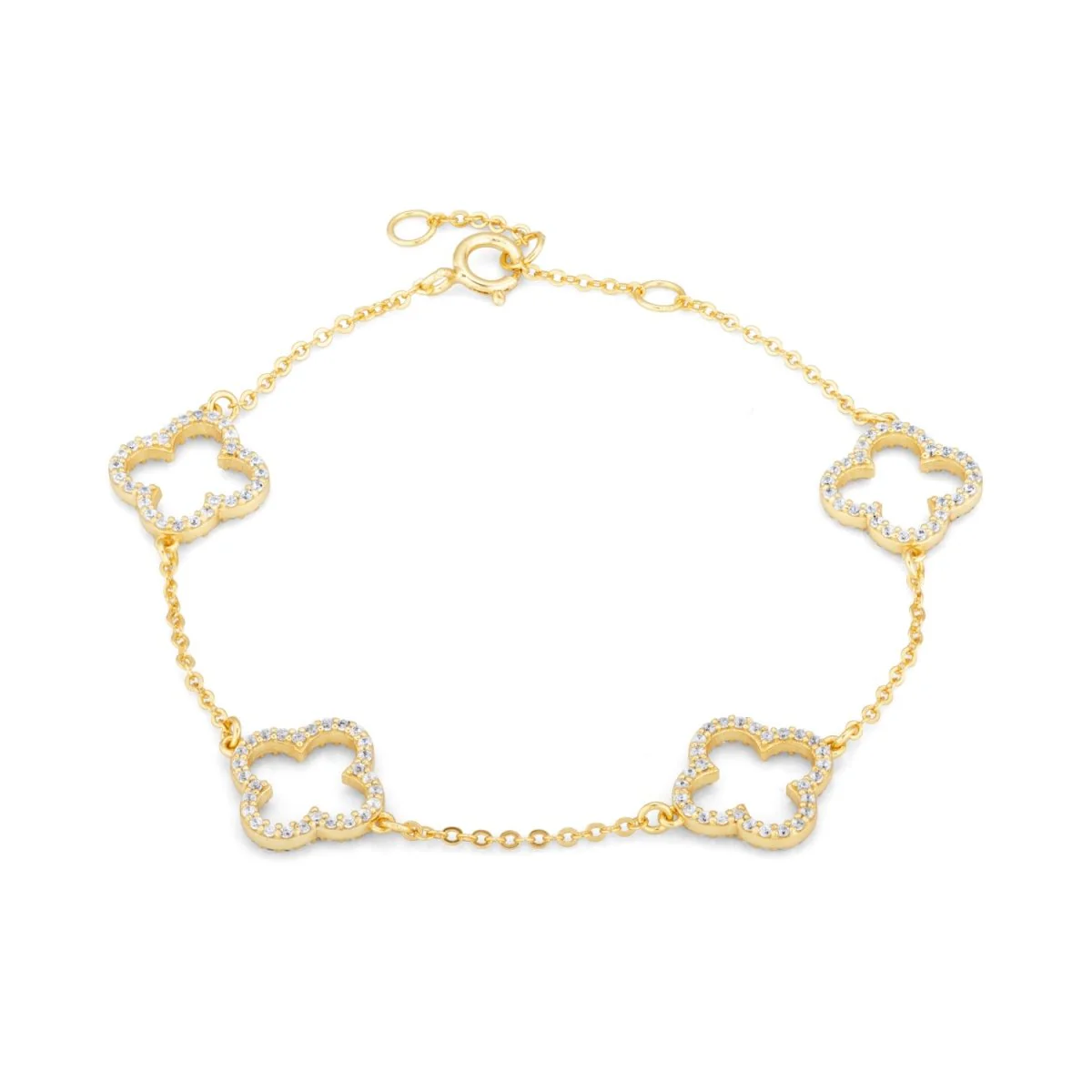 Clover Cubic Zirconia Gold (4 Piece) Bracelet