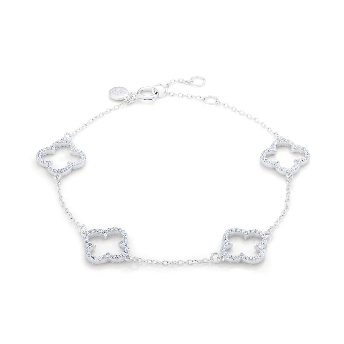 Clover Cubic Zirconia Silver (4 Piece) Bracelet