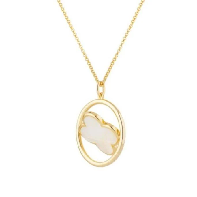 Clover Gold Large Swivel Necklace with Mother of Pearl (Long) - Image 4