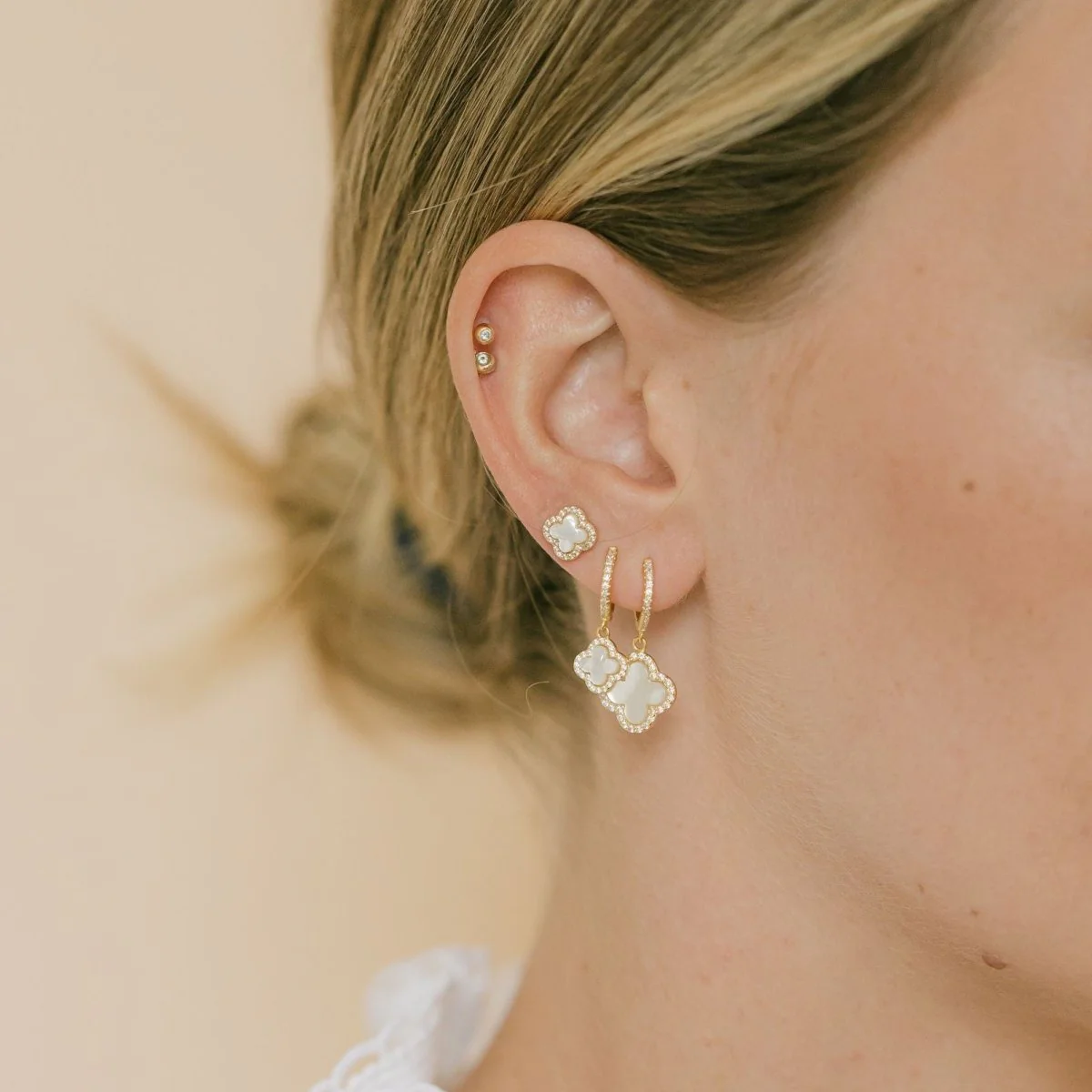 Clover Hoops with Mother of Pearl (Gold) (Large) - Image 3