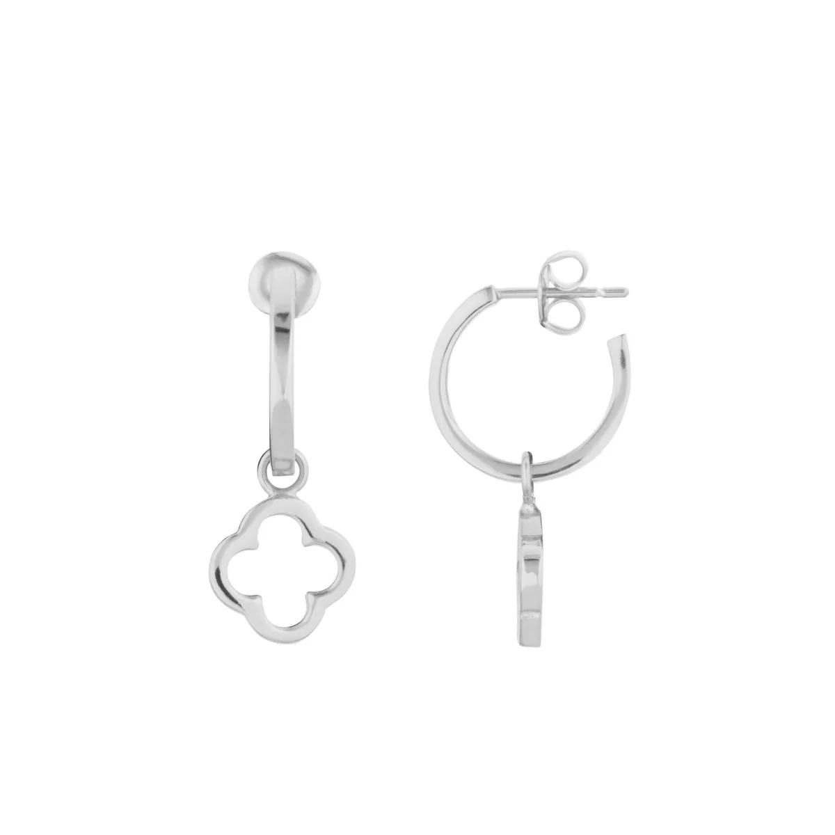 Clover Silver Hoop Earrings