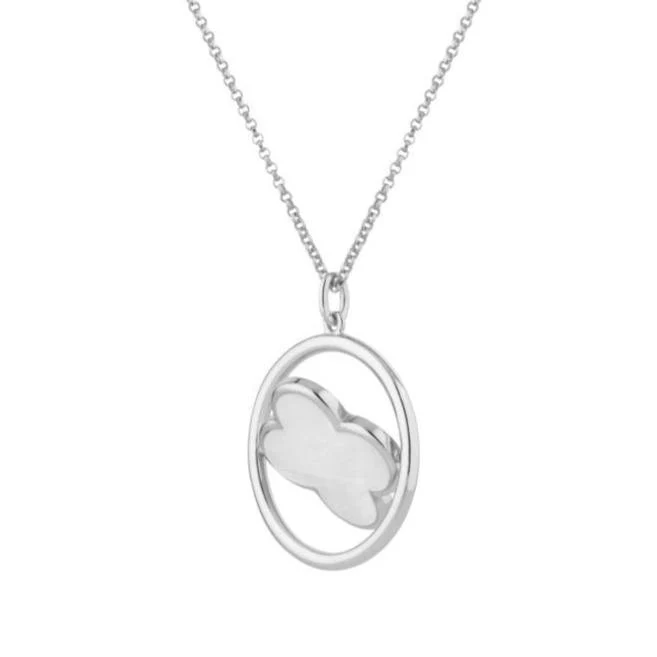Clover Silver Large Swivel Necklace with Mother of Pearl (Long) - Image 3
