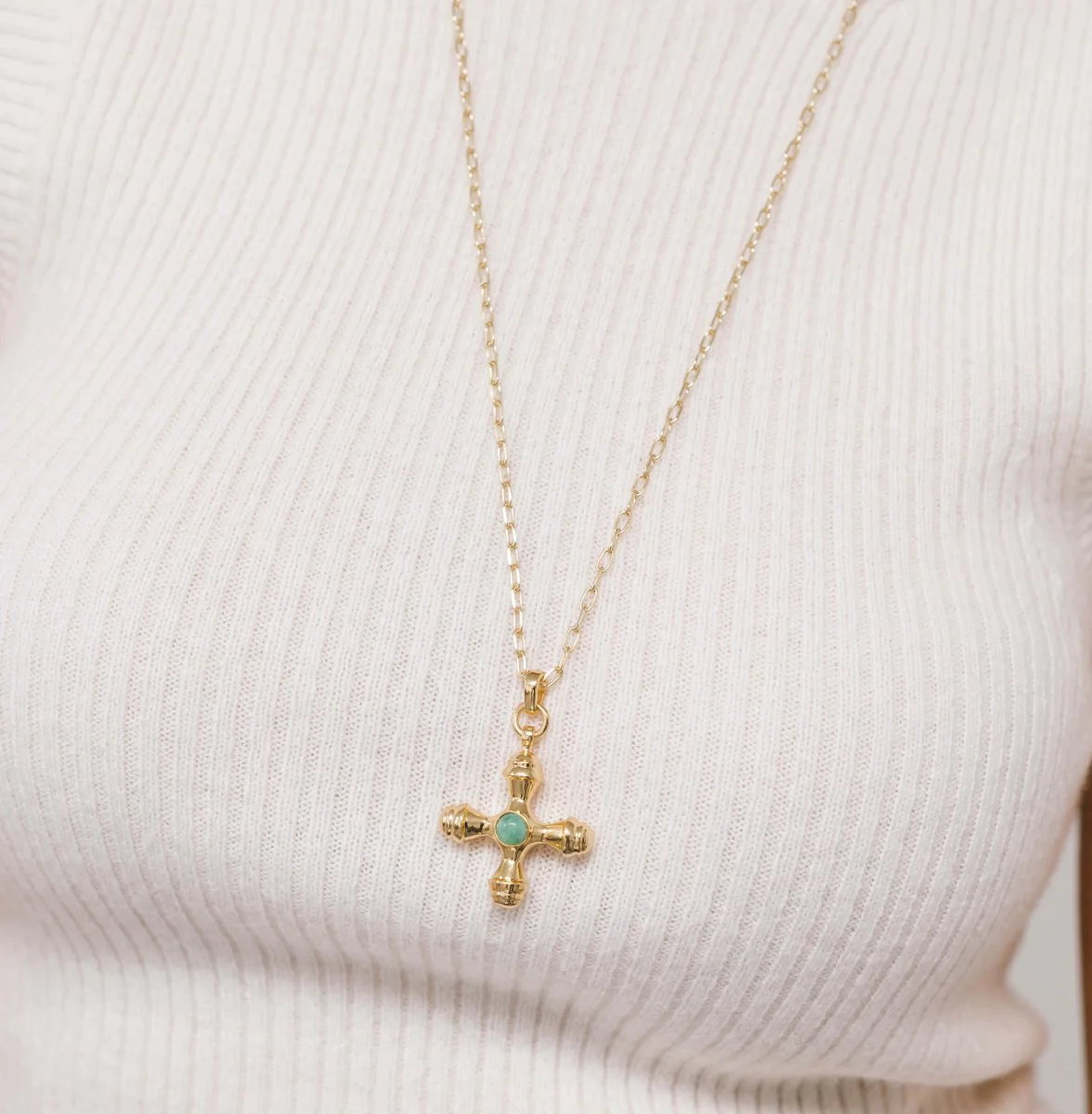 Cross Amazonite Gold Necklace - Image 3