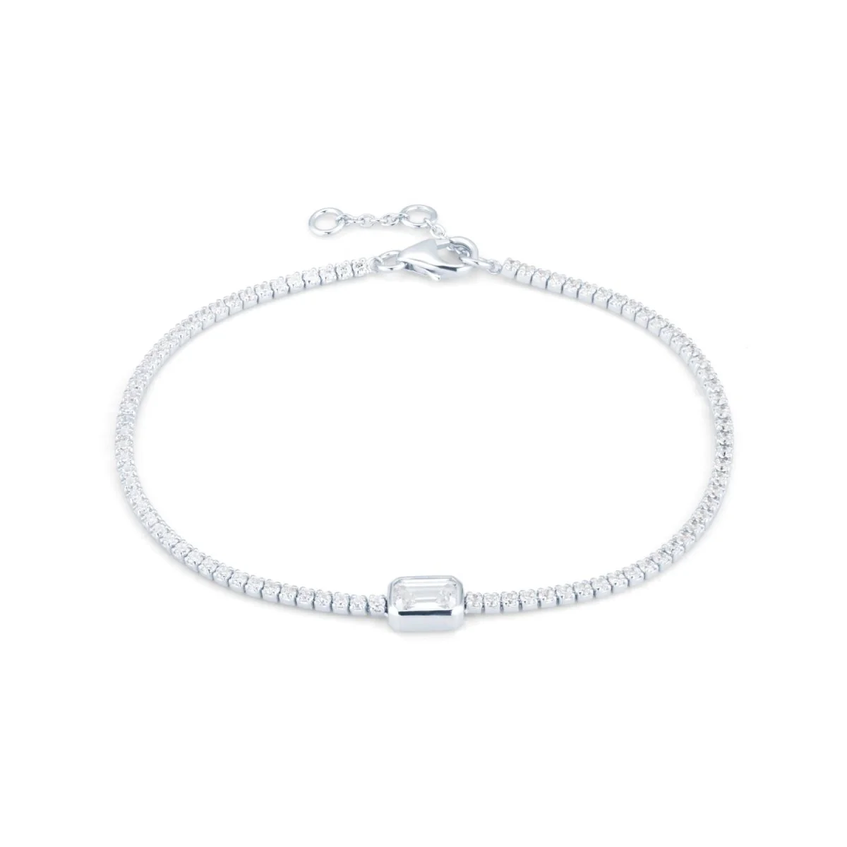 Cubic Zirconia Baguette Silver Bracelet