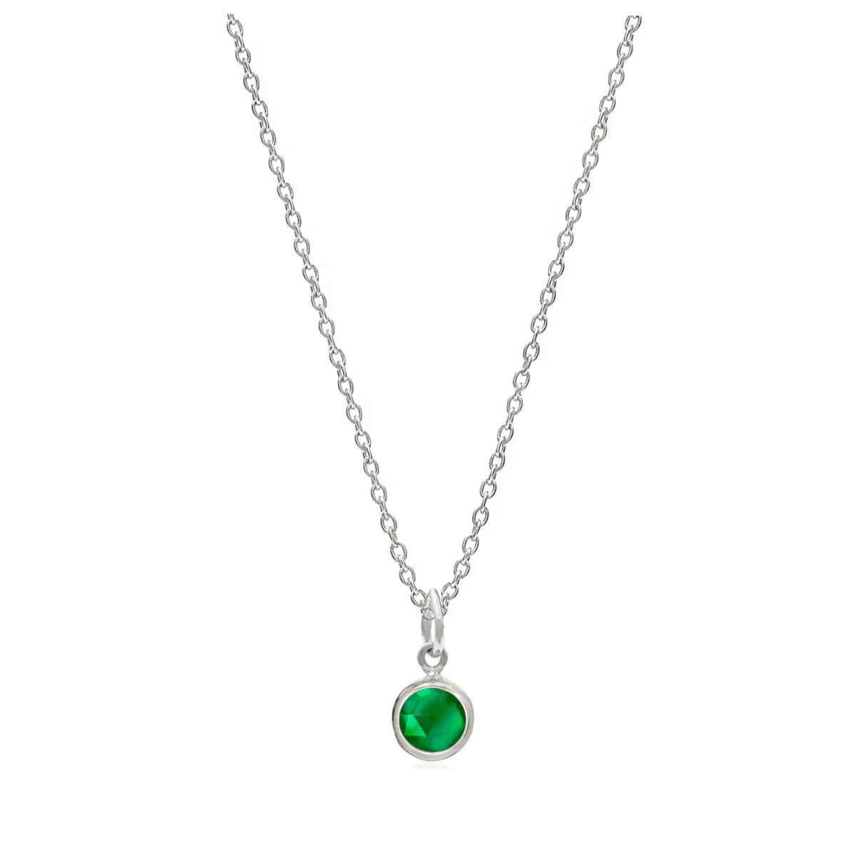 May Birthstone Silver Necklace - Emerald (Charm sold with chain or individually)