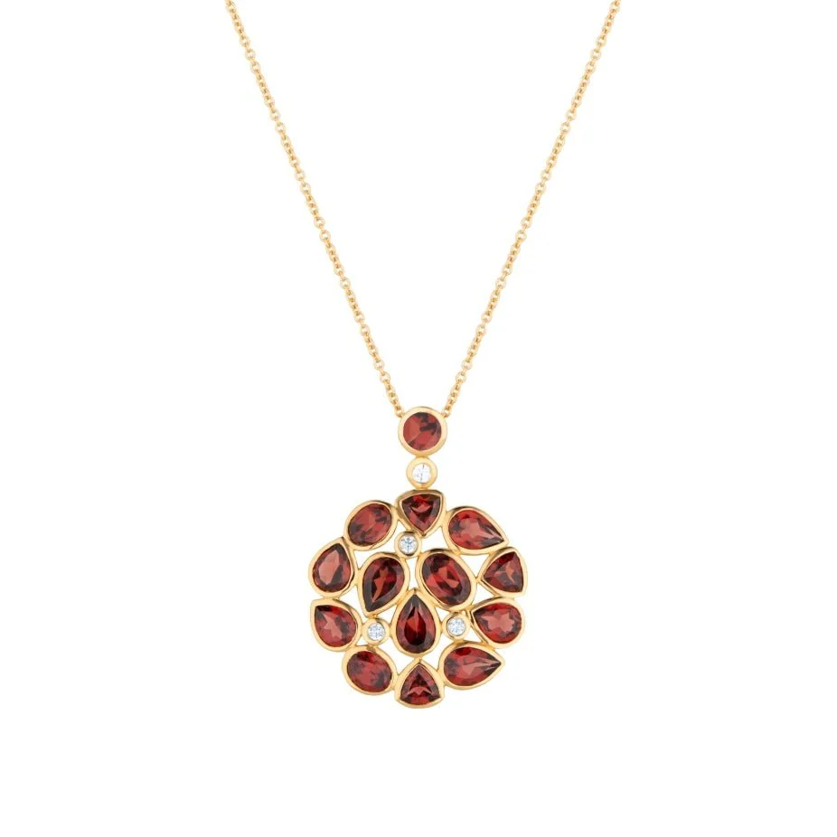 Garnet Statement Gold Pendant Necklace