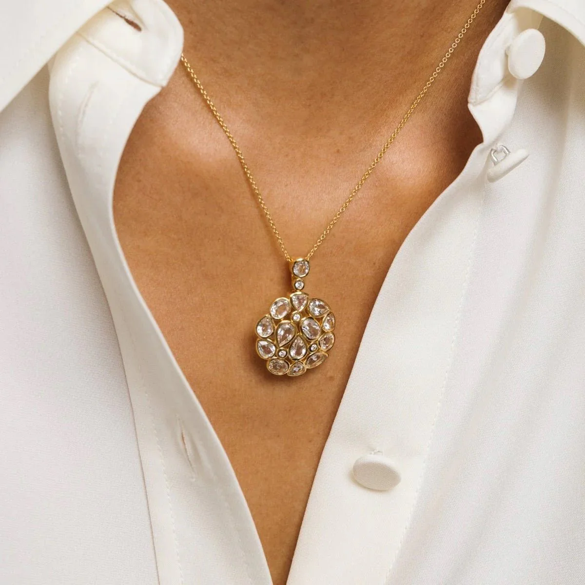 Garnet Statement Gold Pendant Necklace - Image 2