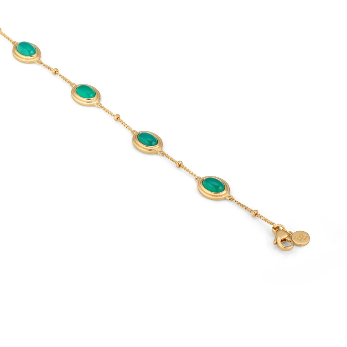 Green Agate Gemstone Gold Bracelet - Image 3