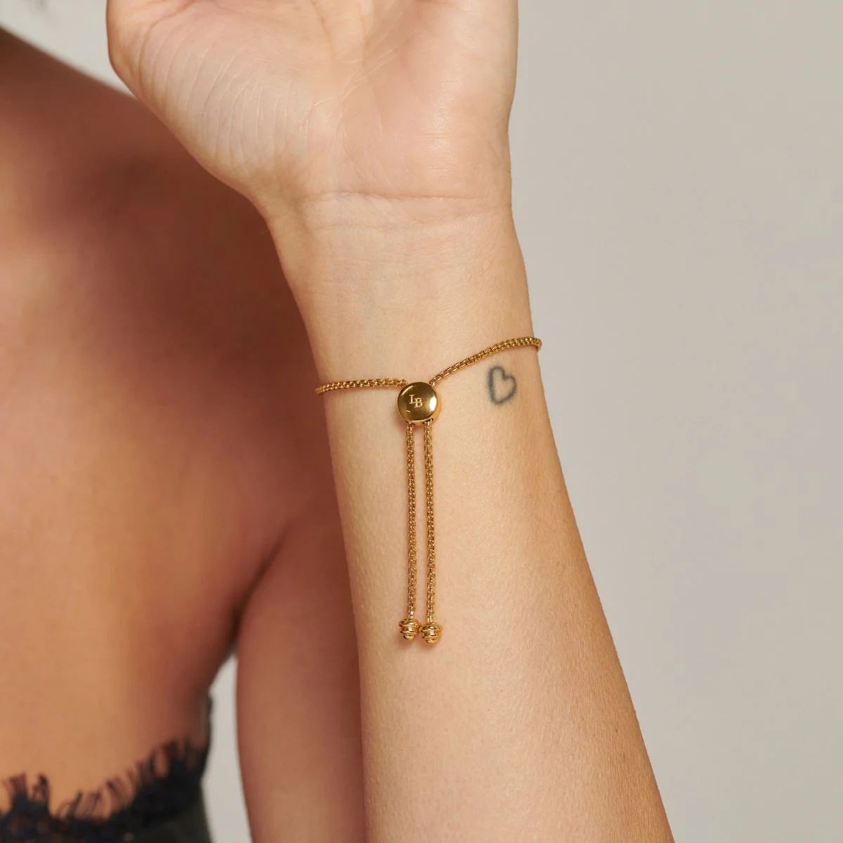Green Agate Gold Slider Chain Bracelet - Image 3