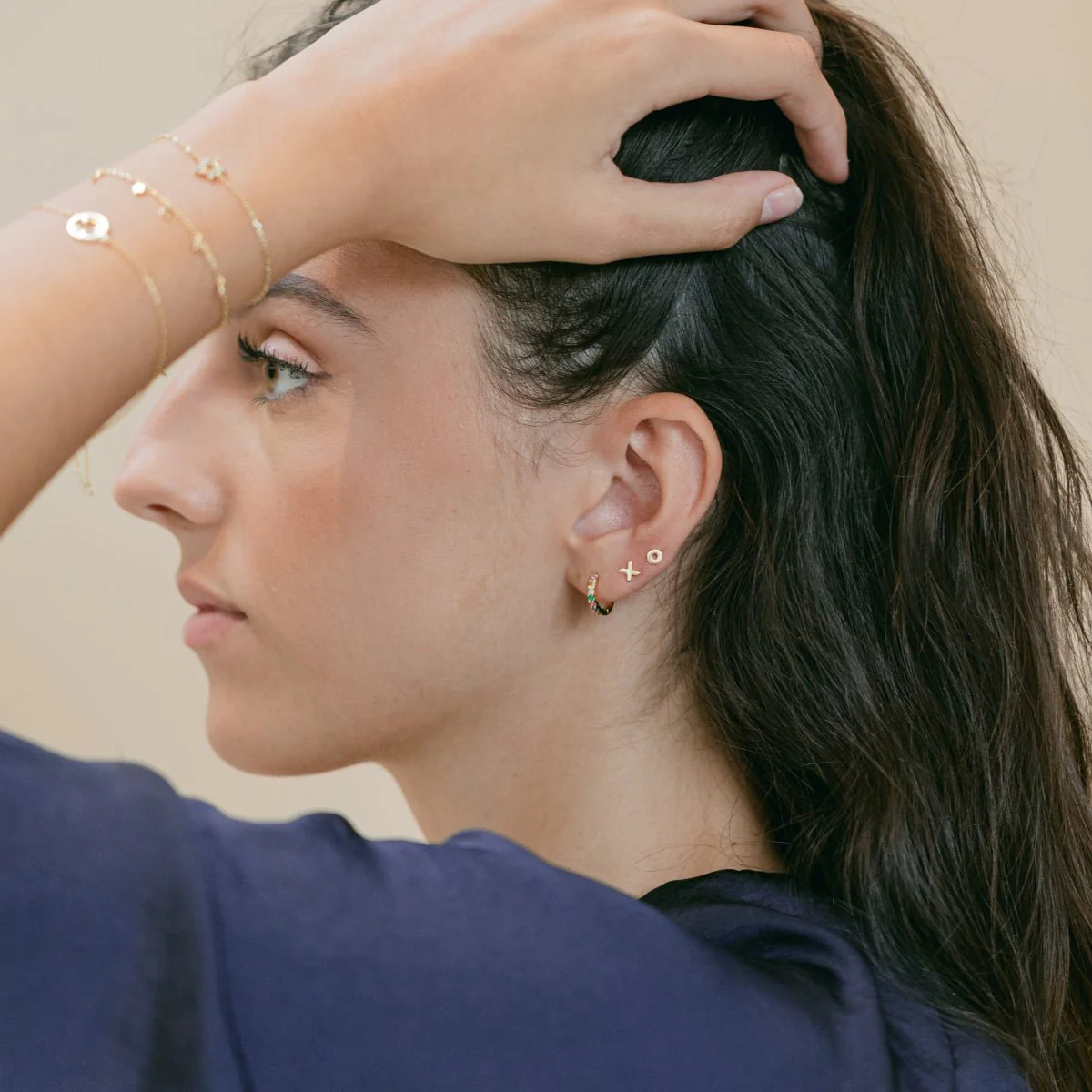Initial Mini Stud Gold Earring (Sold Individually) - Image 2