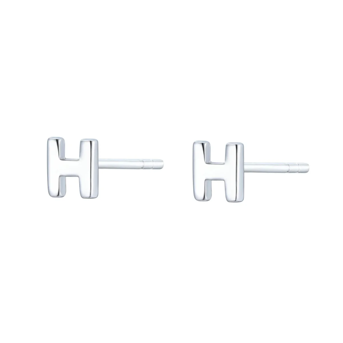 Silver Mini Initial Stud Earring (Sold as a single stud) - Image 4