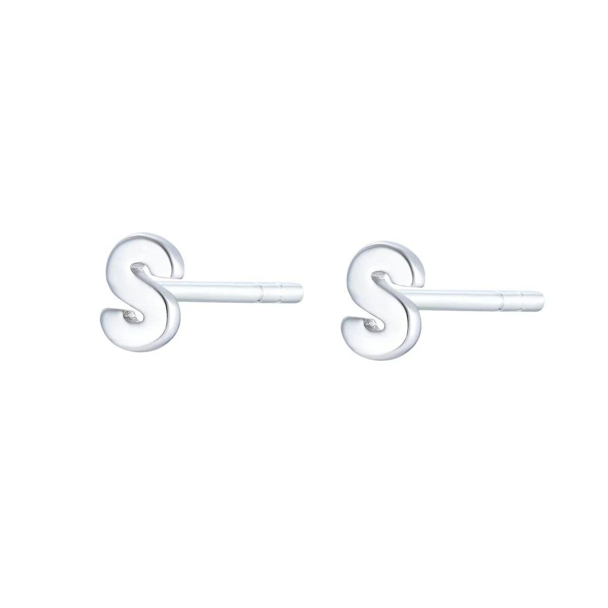 Silver Mini Initial Stud Earring (Sold as a single stud) - Image 7