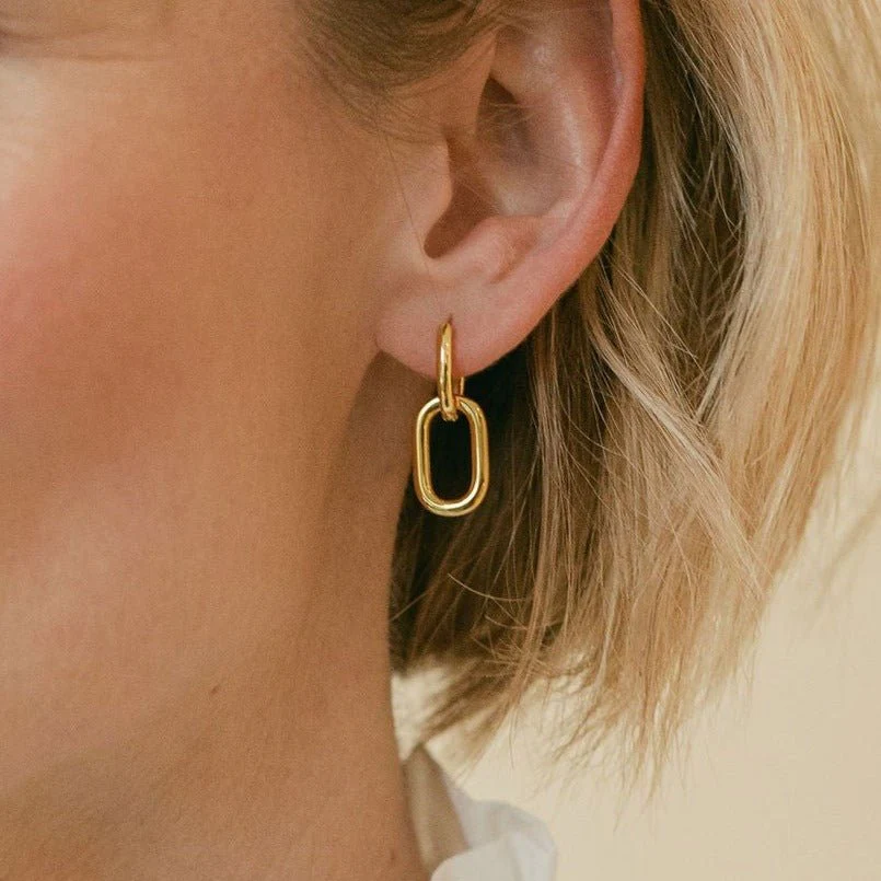 Gold Chain Hoop Earrings - Oxford - Image 3