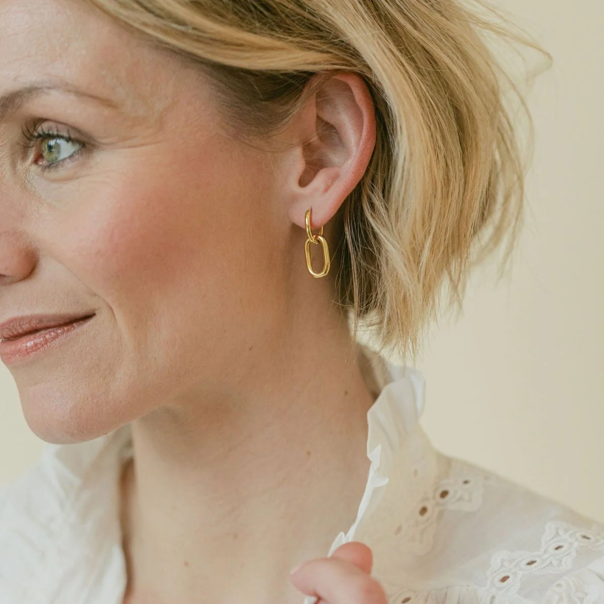 Gold Chain Hoop Earrings - Oxford - Image 4
