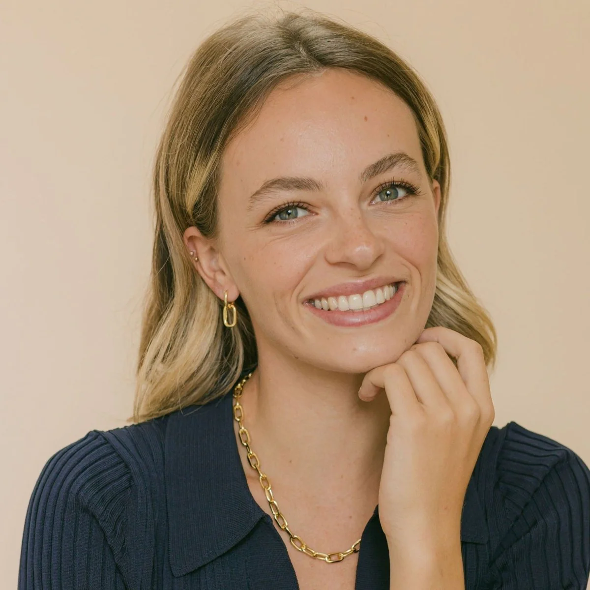 Gold Chain Hoop Earrings - Oxford - Image 5