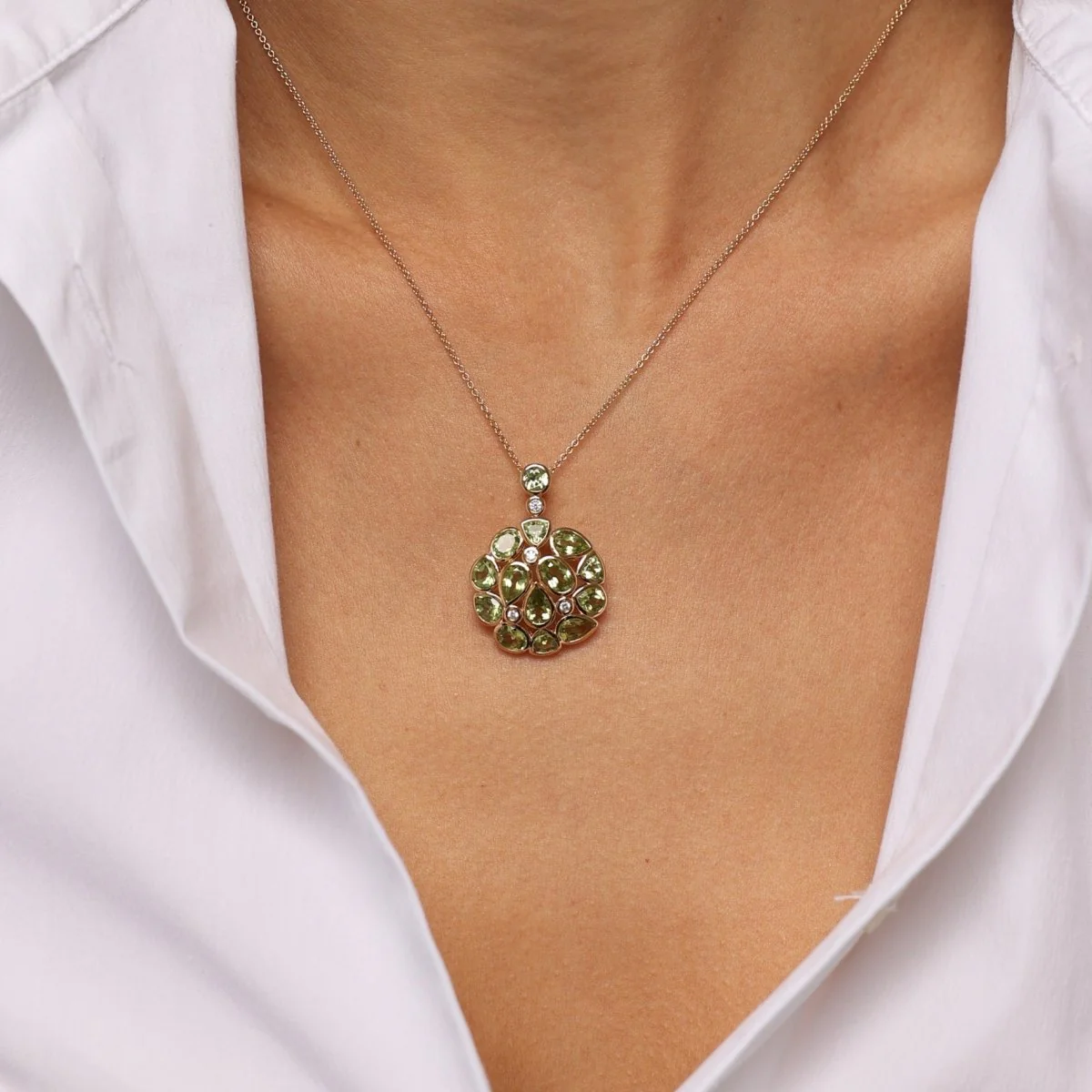 Peridot Statement Gold Pendant Necklace - Image 2