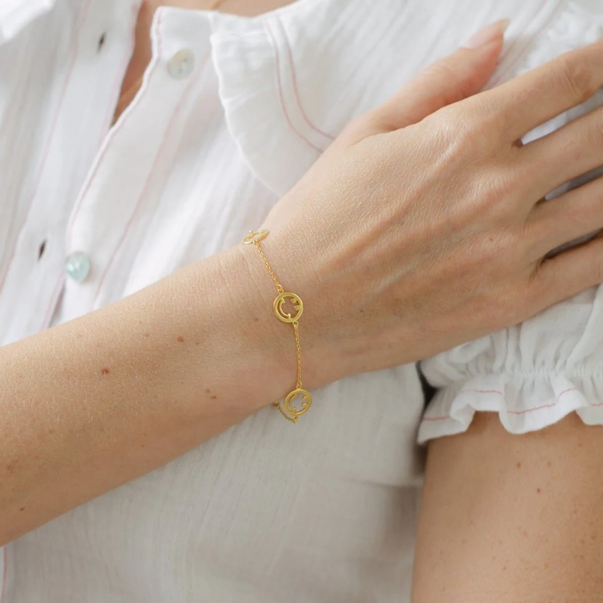 Smiley Gold Chain Bracelet - Image 2