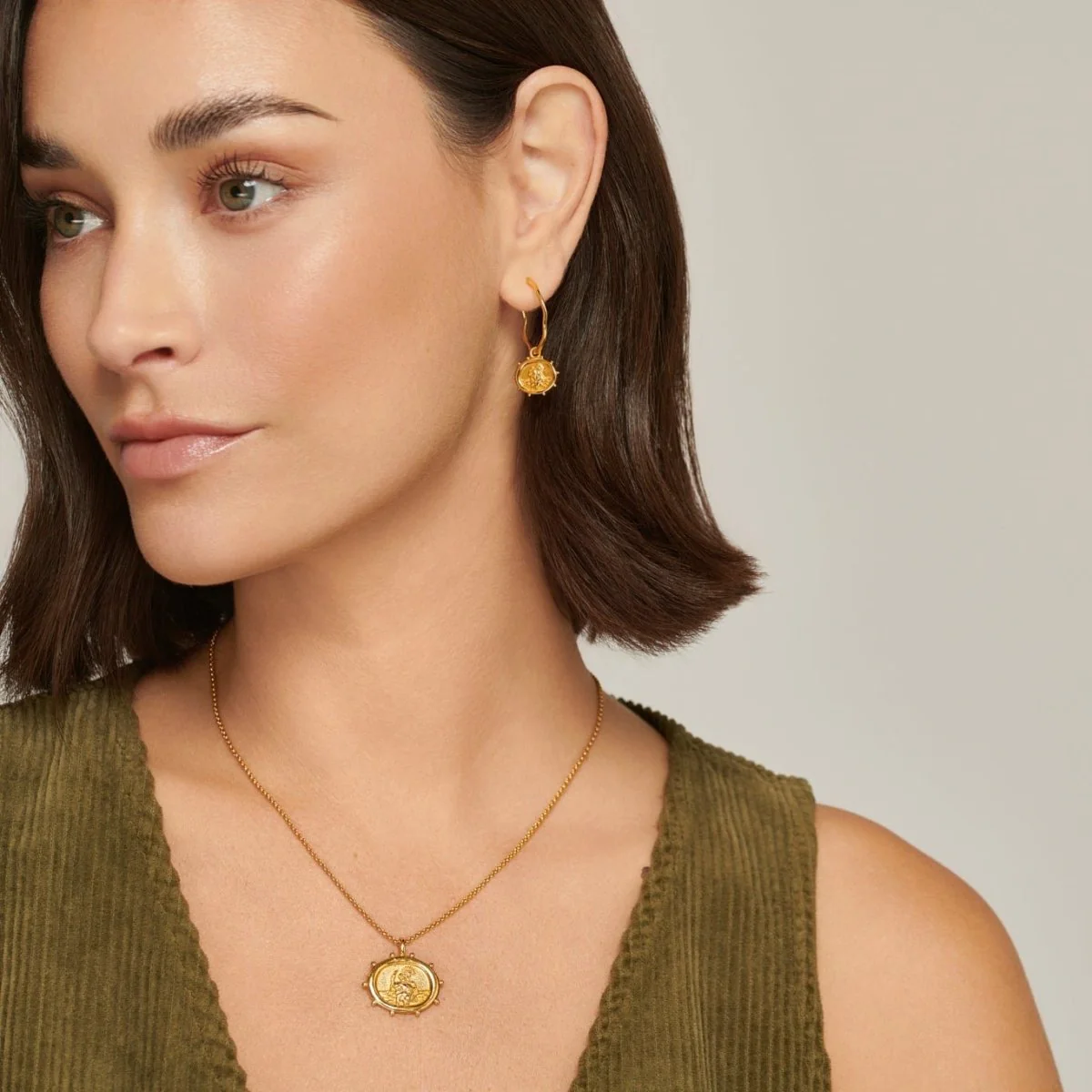 St. Christopher Talisman Gold Hoop Earrings - Image 4