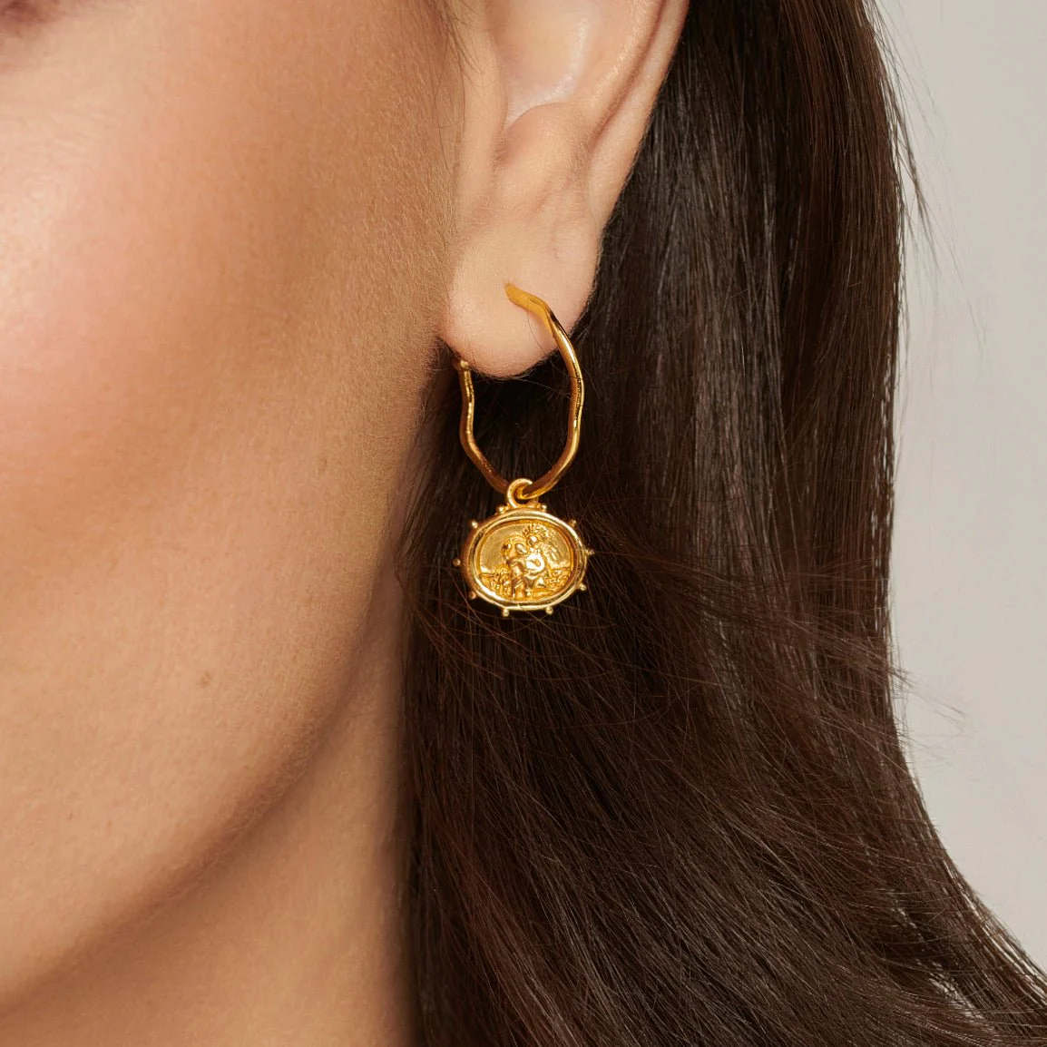 St. Christopher Talisman Silver Hoop Earrings - Image 3