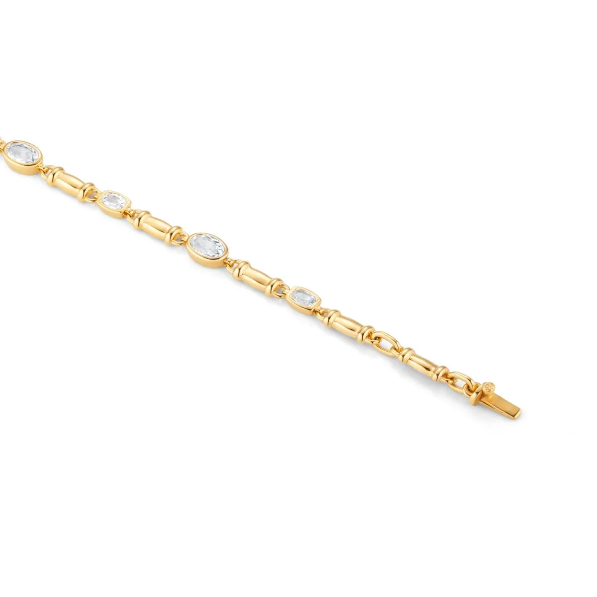 White Topaz Gemstone Chain Gold Bracelet - Image 5